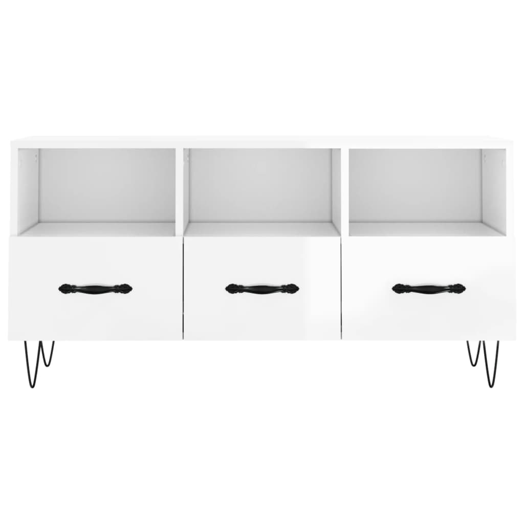 vidaXL TV-Schrank Hochglanz-Weiß 102x36x50 cm Holzwerkstoff