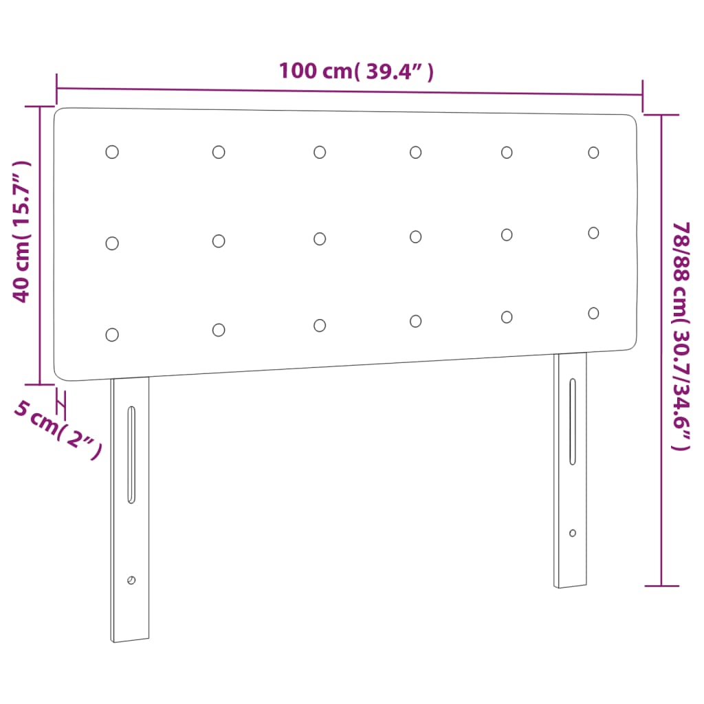 vidaXL LED Kopfteil Schwarz 100x5x78/88 cm Samt