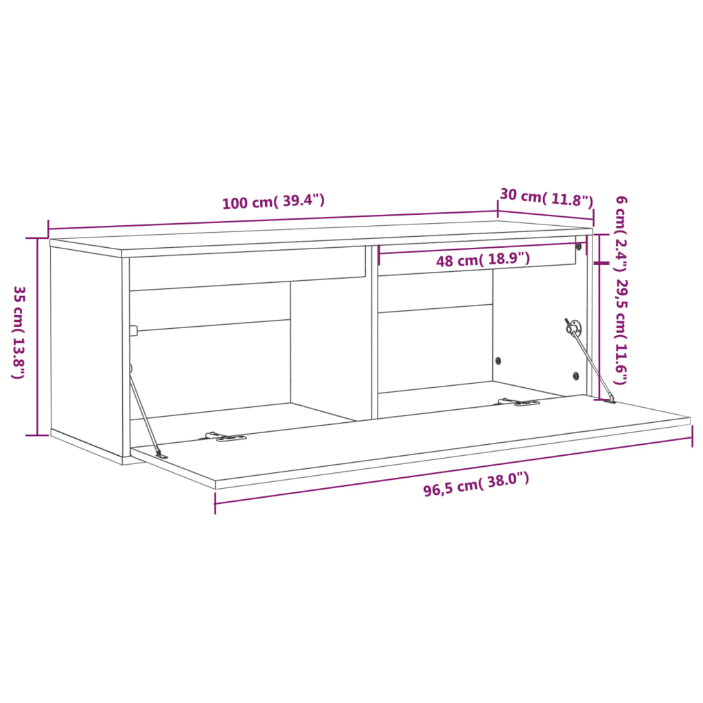 vidaXL Wandschrank 100x30x35 cm Massivholz Kiefer