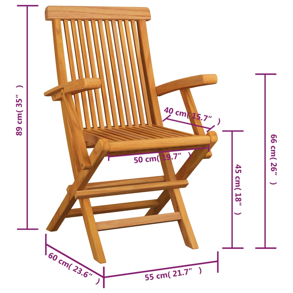 vidaXL Gartenstühle mit Anthrazit Kissen 4 Stk. Massivholz Teak