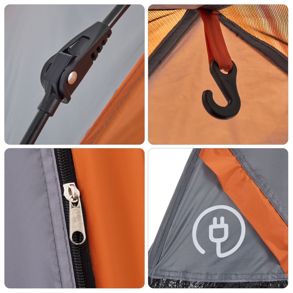 vidaXL Kuppel-Campingzelt 3 Personen Grau und Orange Quick Release