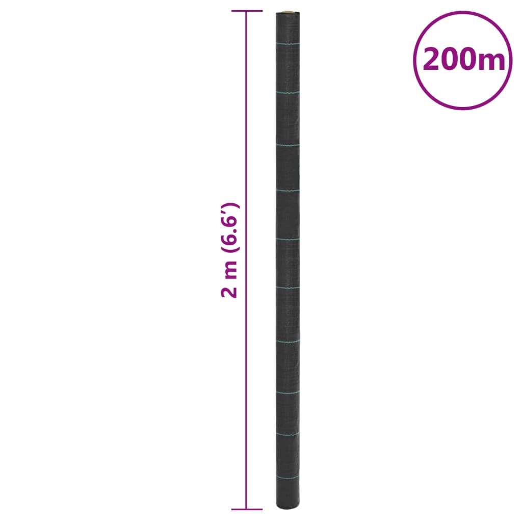 vidaXL Unkrautvlies Schwarz 2x200 m PP