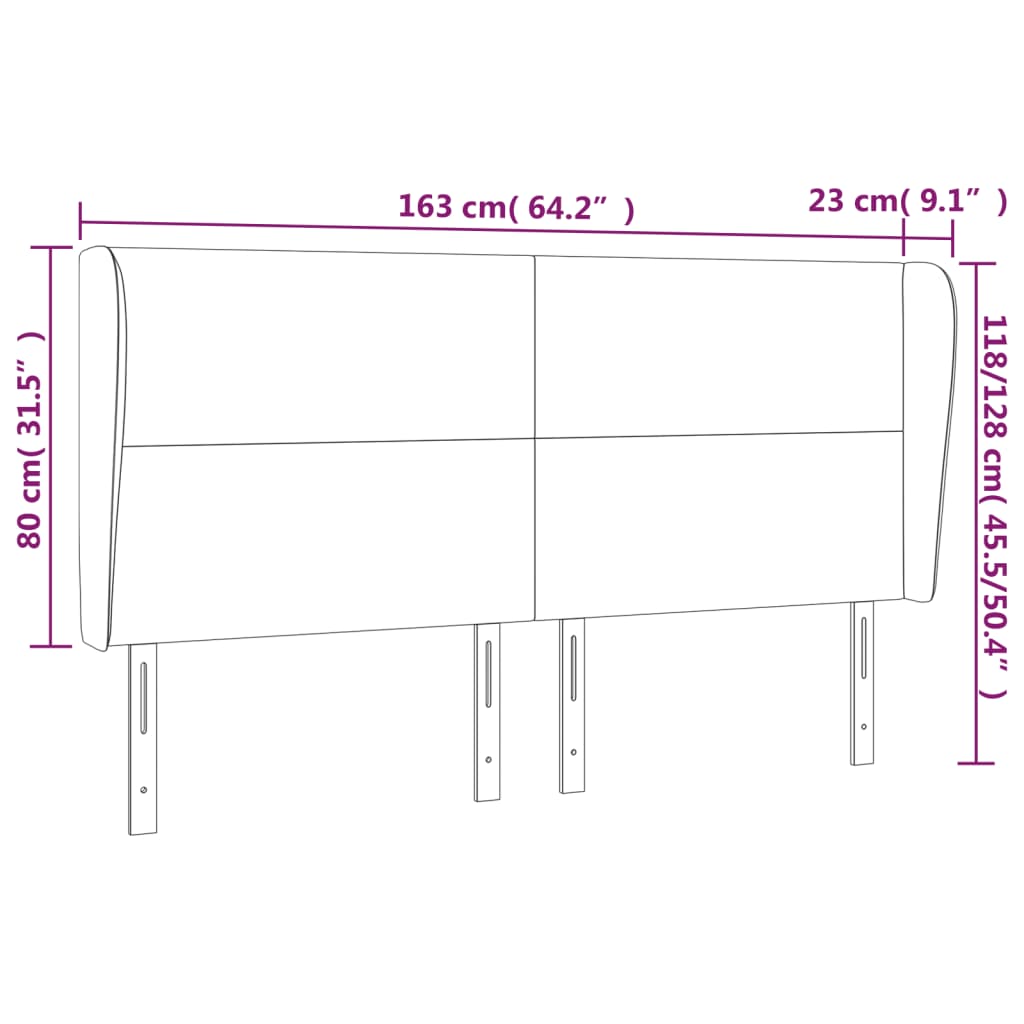 vidaXL Kopfteil mit Ohren Blau 163x23x118/128 cm Stoff