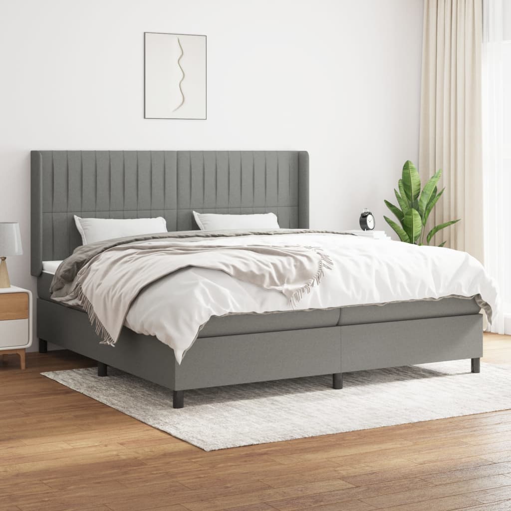 vidaXL Boxspringbett mit Matratze Dunkelgrau 200x200 cm Stoff