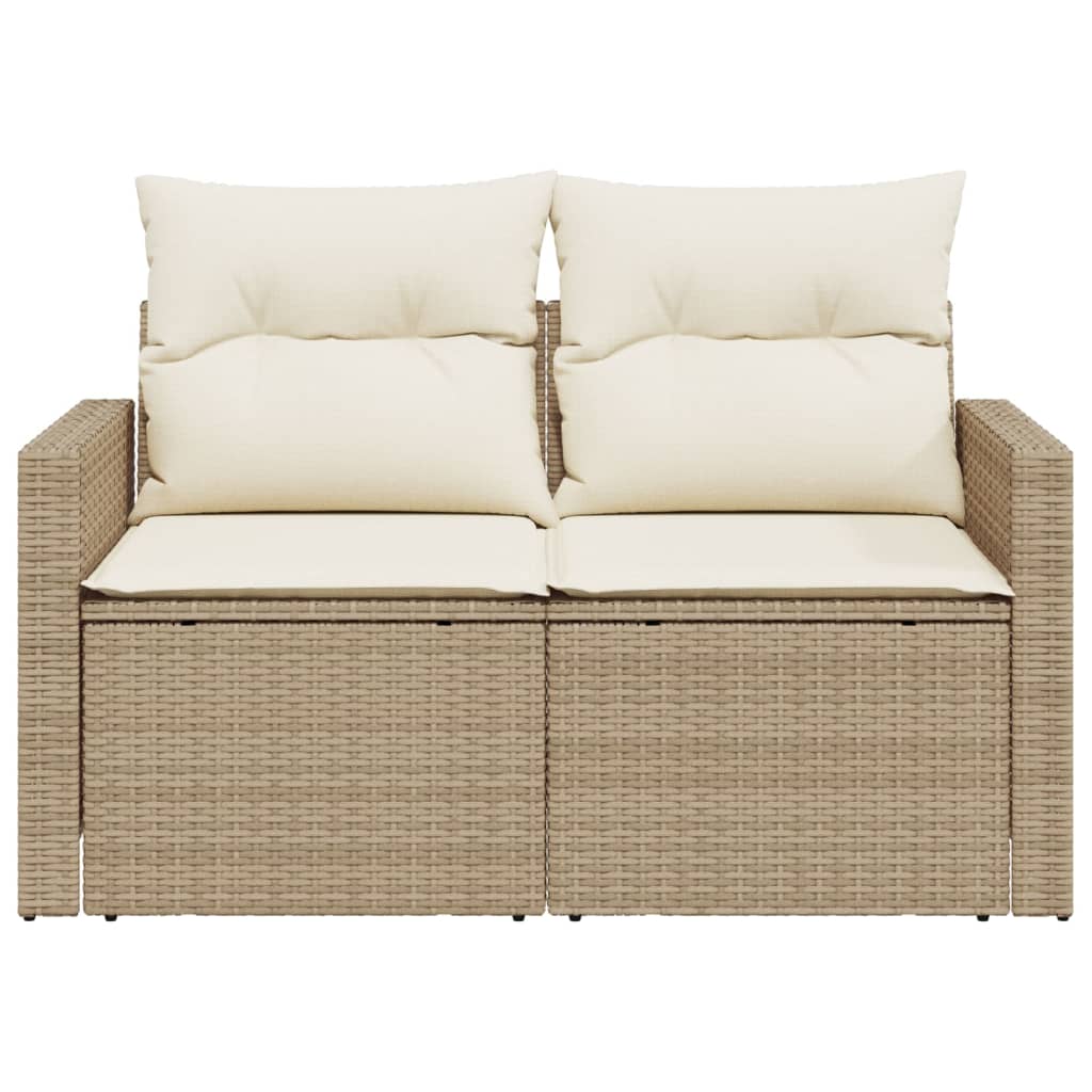 vidaXL Gartensofa mit Kissen 2-Sitzer Beige Poly Rattan