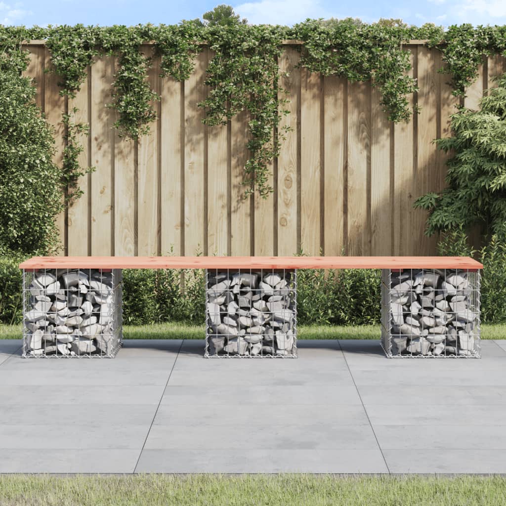 vidaXL Gartenbank aus Gabionen 203x44x42 cm Massivholz Douglasie