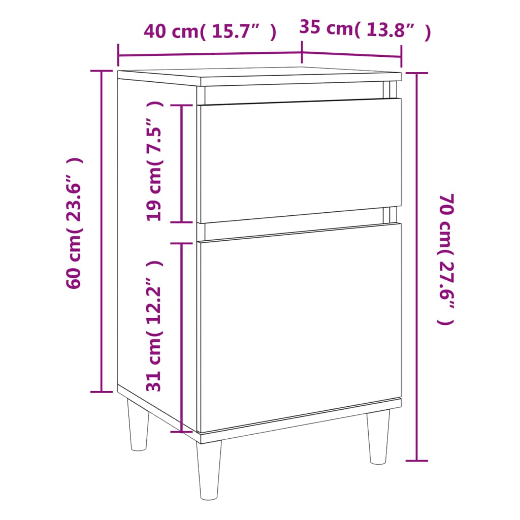 vidaXL Nachttische 2 Stk. Grau Sonoma 40x35x70 cm