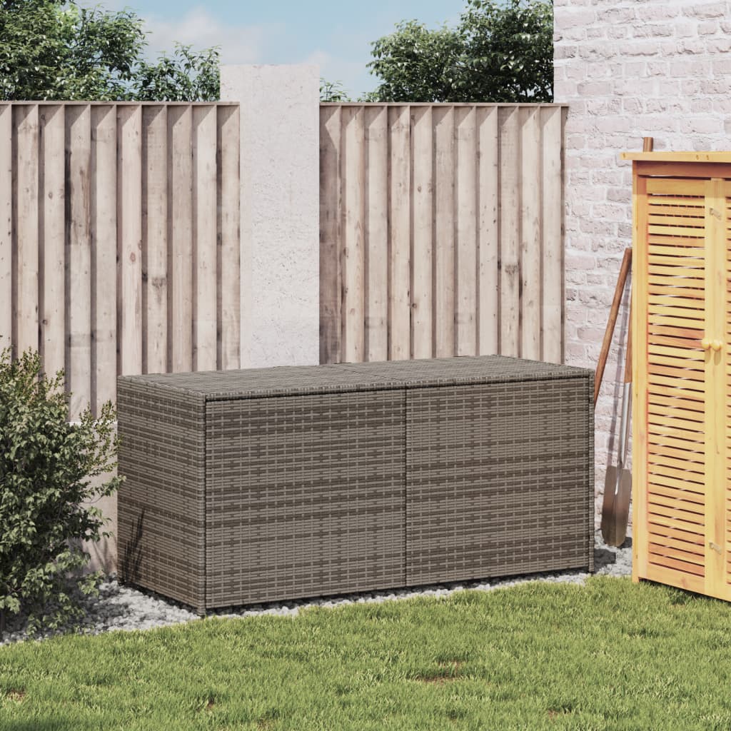 vidaXL Gartentruhe Grau 283L Poly Rattan