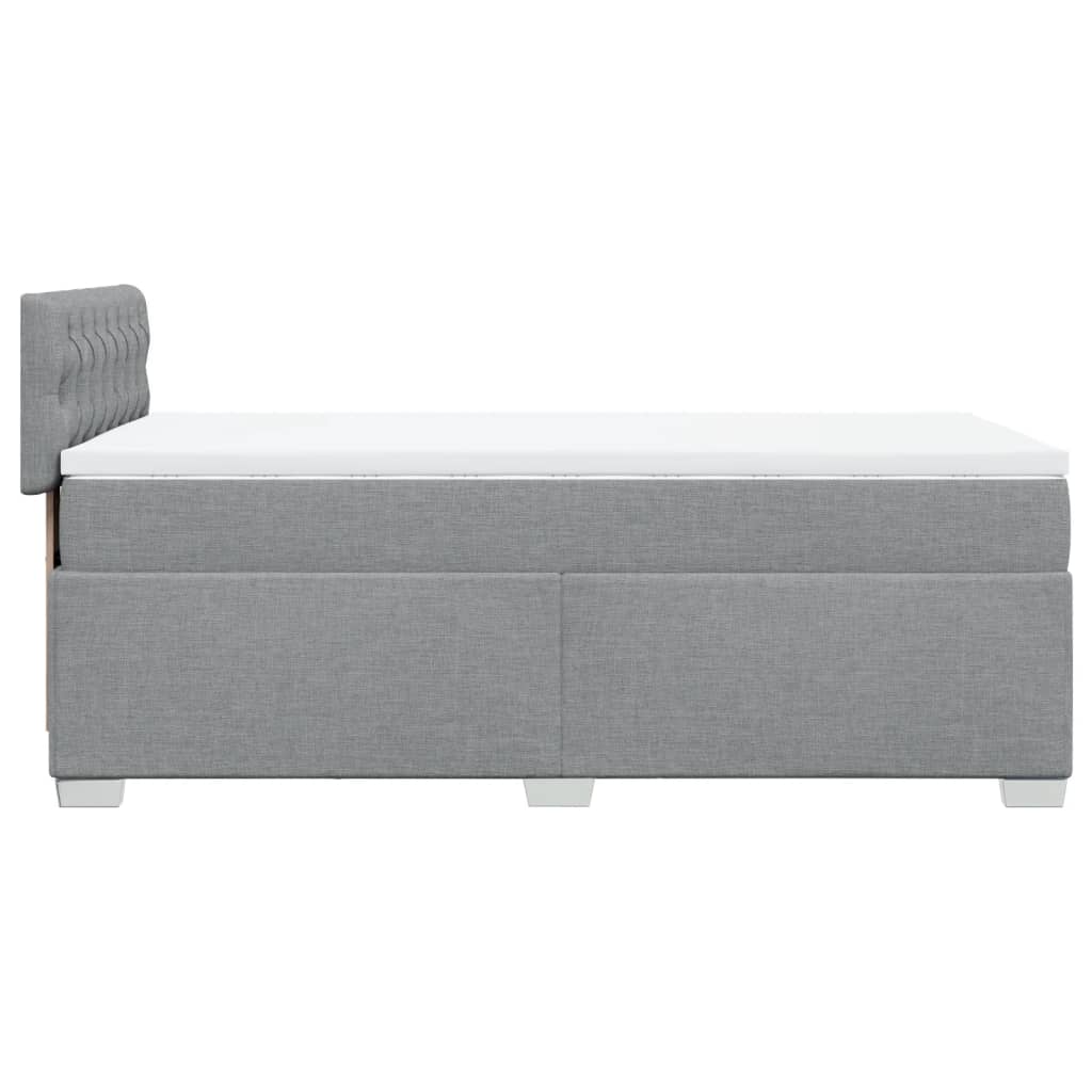 vidaXL Boxspringbett mit Matratze Hellgrau 100x200 cm Stoff