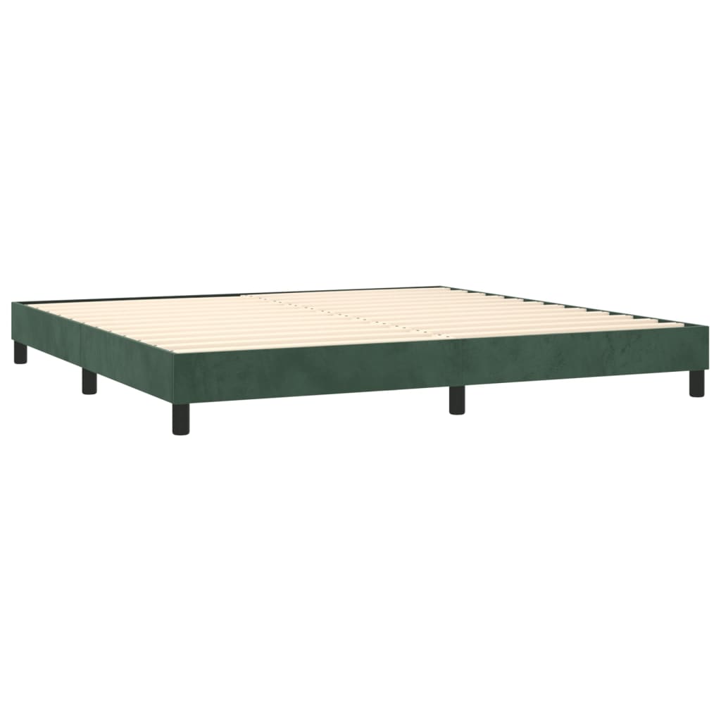 vidaXL Boxspringbett mit Matratze & LED Dunkelgrün 200x200 cm Samt