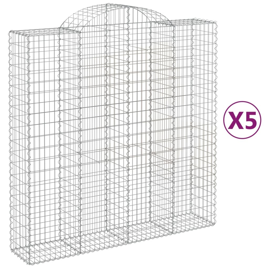 vidaXL Gabionen mit Hochbogen 5 Stk. 200x50x200/220cm Verzinktes Eisen