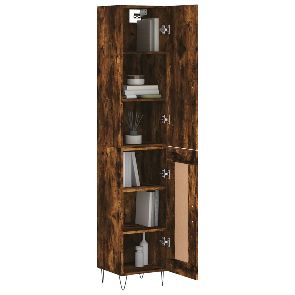 vidaXL Highboard Räuchereiche 34,5x34x180 cm Holzwerkstoff