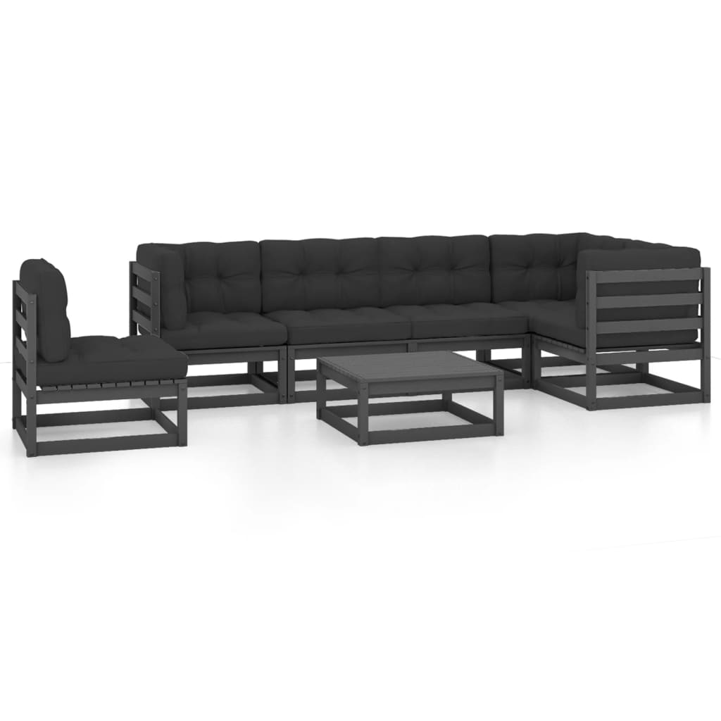 vidaXL 7-tlg. Garten-Lounge-Set mit Kissen Massivholz Kiefer