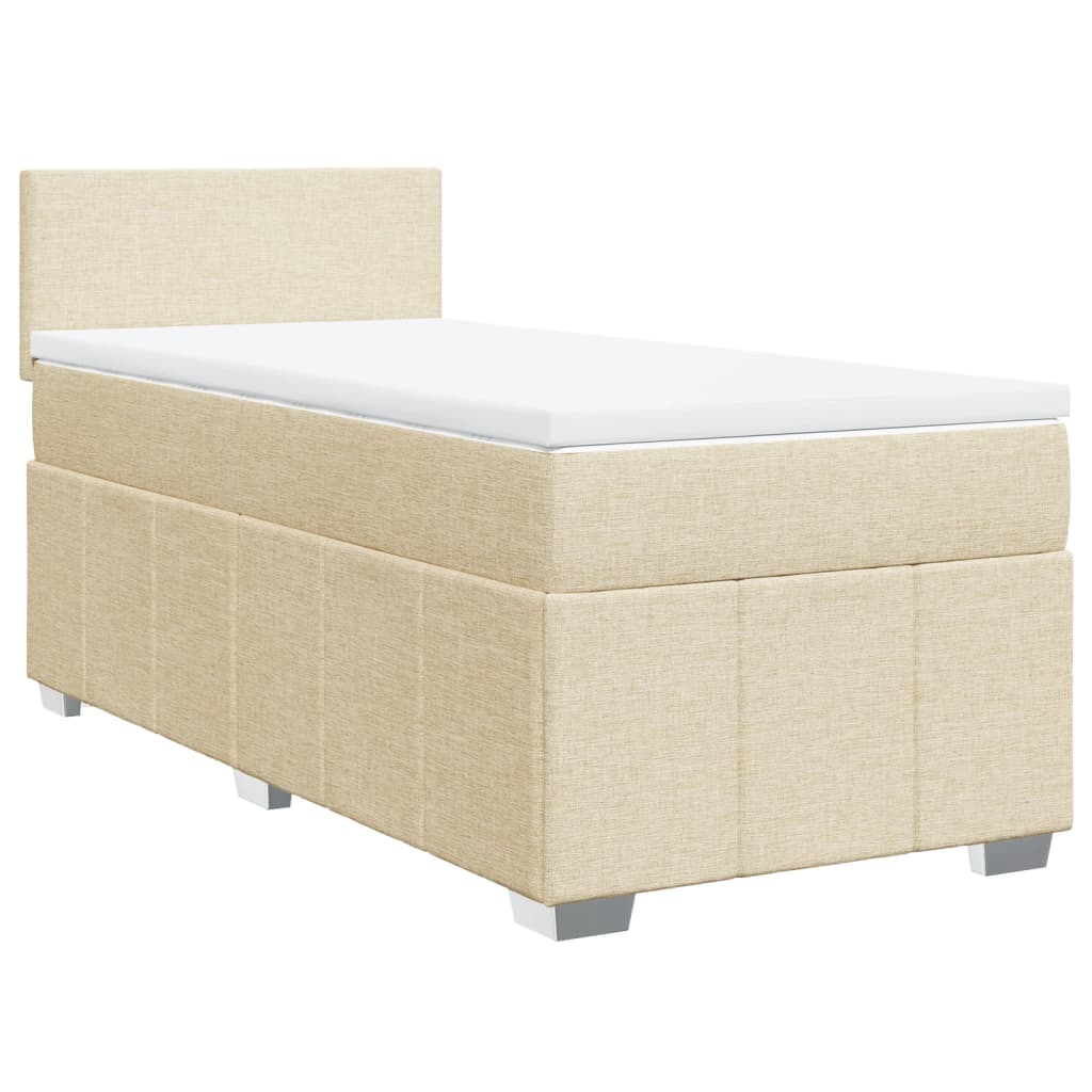 vidaXL Boxspringbett mit Matratze Creme 80x200 cm Stoff