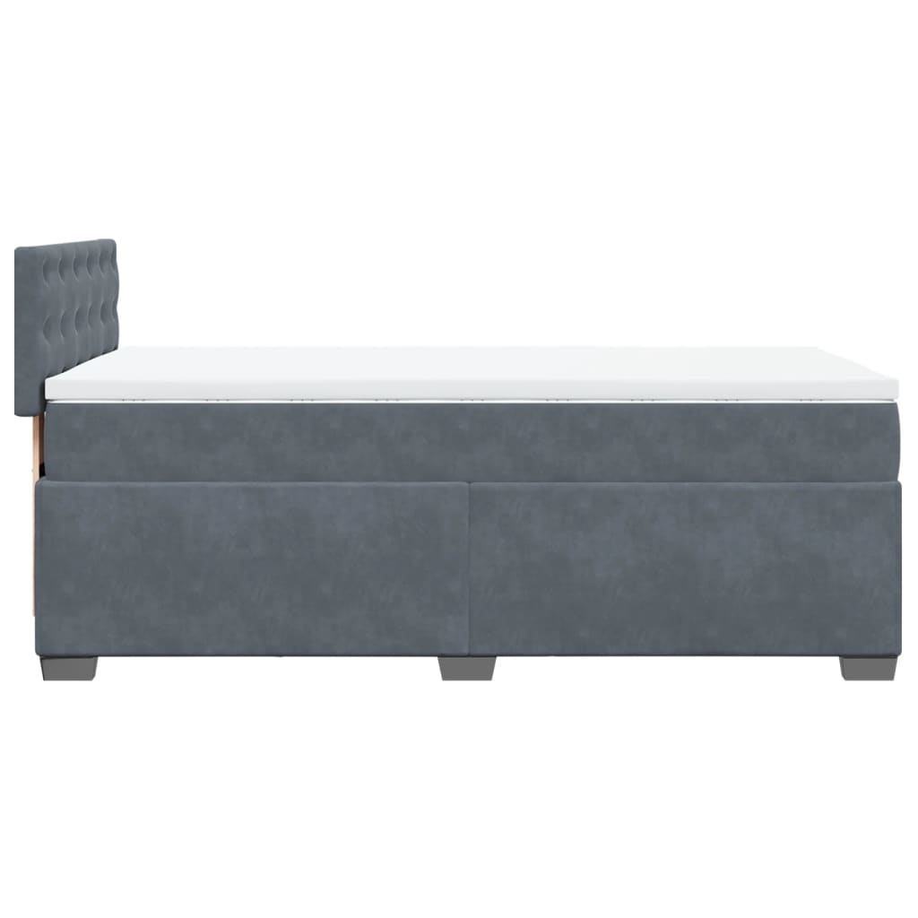 vidaXL Boxspringbett mit Matratze Dunkelgrau 90x190 cm Samt