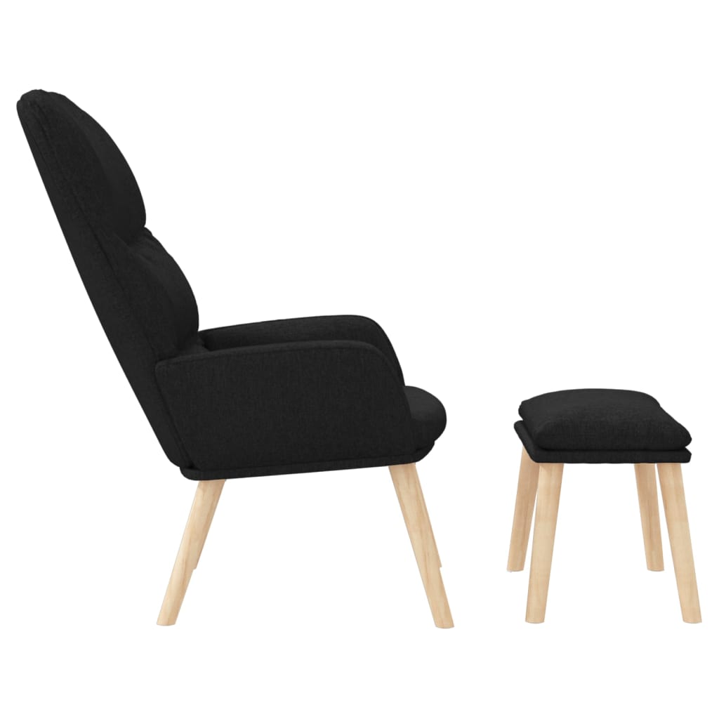 vidaXL Relaxsessel mit Hocker Schwarz Stoff