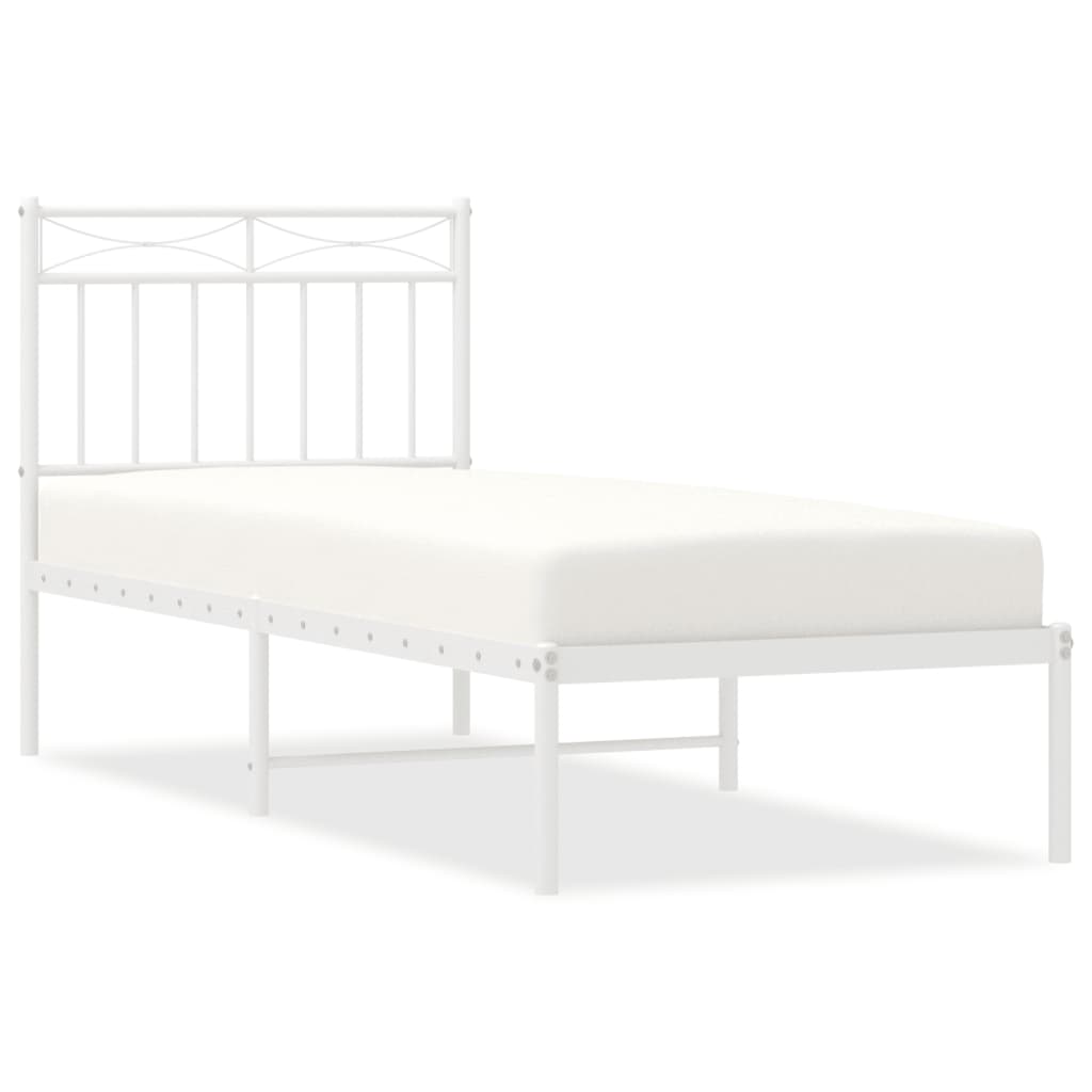 vidaXL Metallbett ohne Matratze mit Kopfteil Weiß 75x190 cm