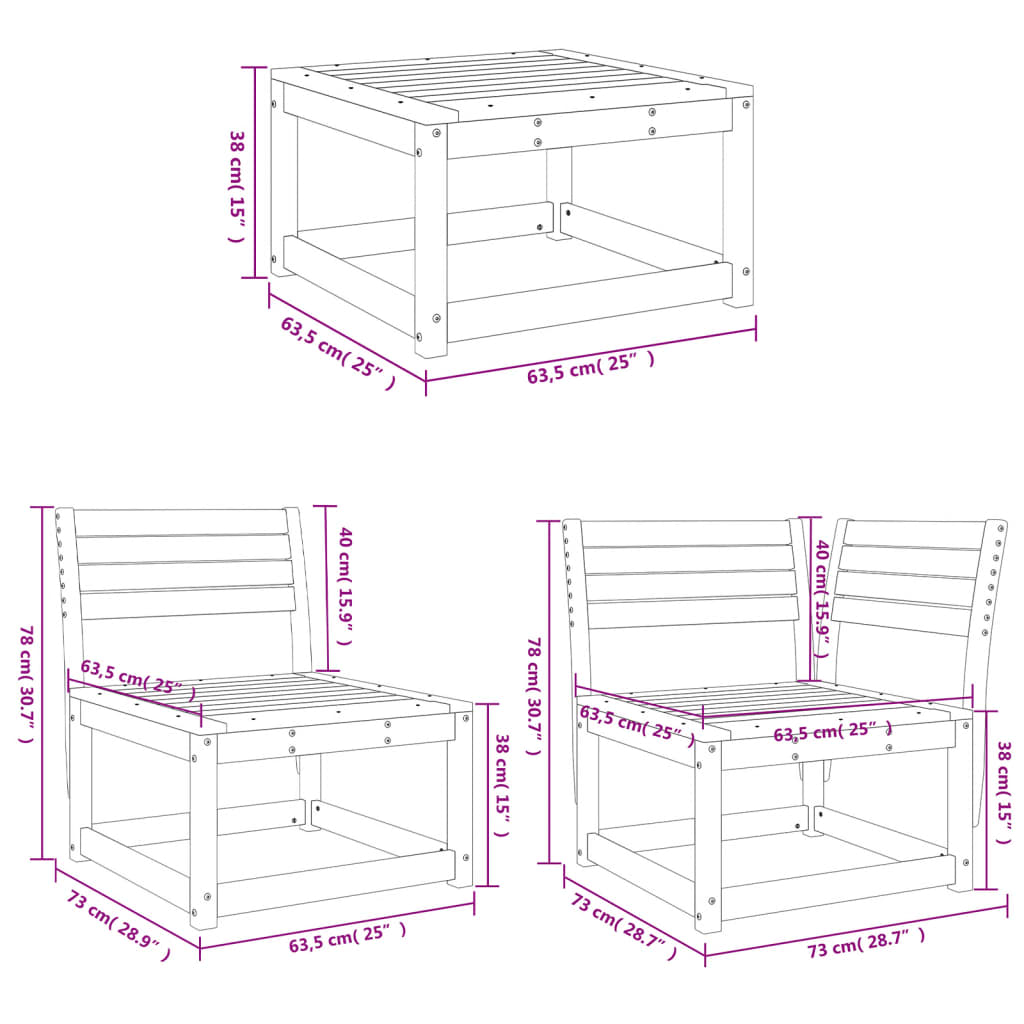 vidaXL 7-tlg. Garten-Lounge-Set Wachsbraun Massivholz Kiefer