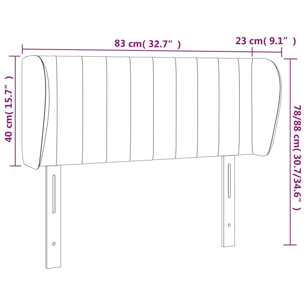 vidaXL Kopfteil mit Ohren Schwarz 83x23x78/88 cm Samt