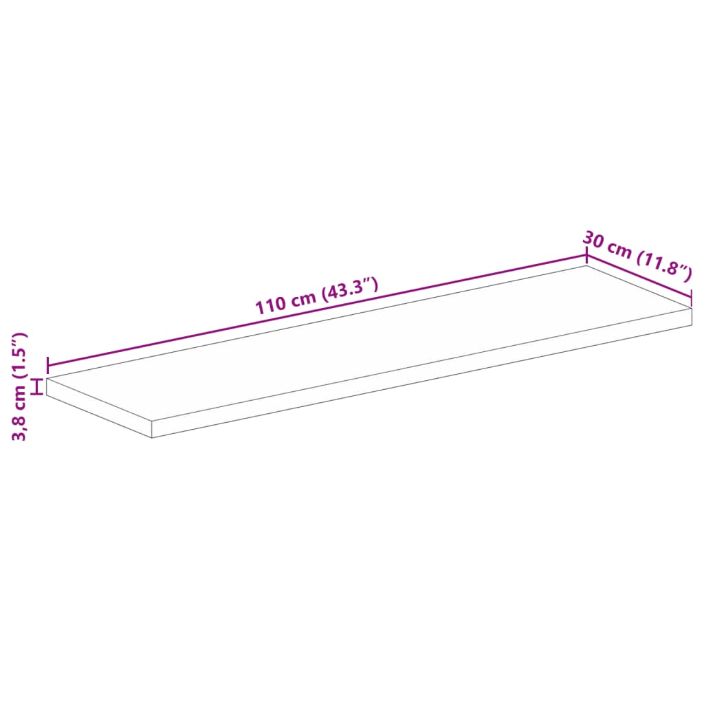 vidaXL Tischplatte 110x30x3,8 cm Rechteckig Altholz Massiv