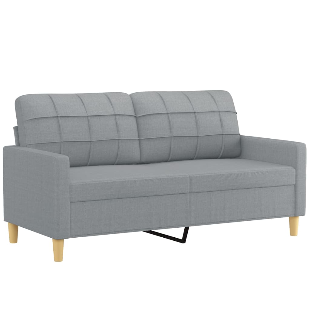 vidaXL 2-Sitzer-Sofa mit Zierkissen Hellgrau 140 cm Stoff