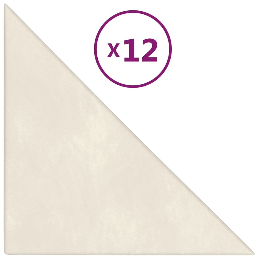 vidaXL Wandpaneele 12 Stk. Creme 30x30 cm Samt 0,54 m²