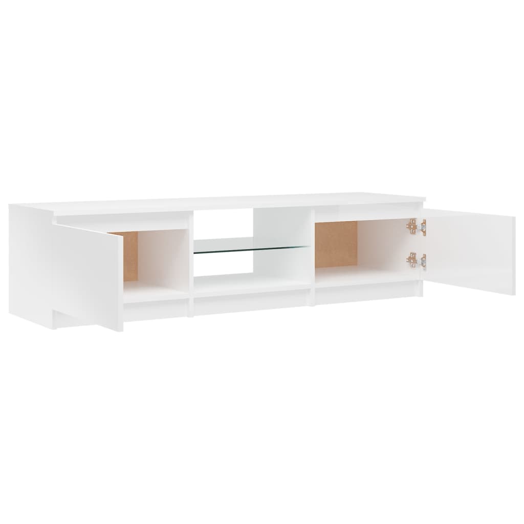 vidaXL TV-Schrank mit LED-Leuchten Hochglanz-Weiß 140x40x35,5 cm