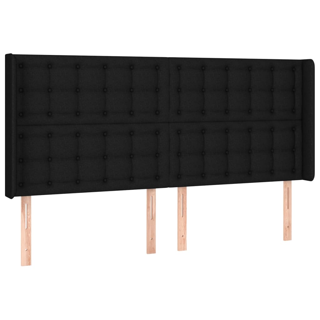 vidaXL Kopfteil mit Ohren Schwarz 183x16x118/128 cm Stoff