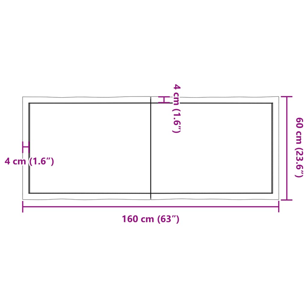 vidaXL Tischplatte 160x60x(2-6) cm Massivholz Behandelt Baumkante