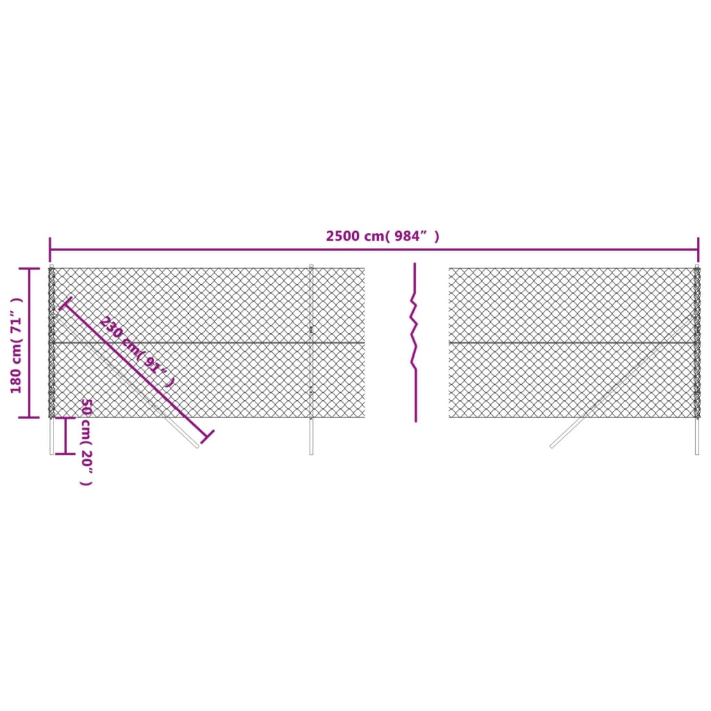 vidaXL Maschendrahtzaun Grün 1,8x25 m