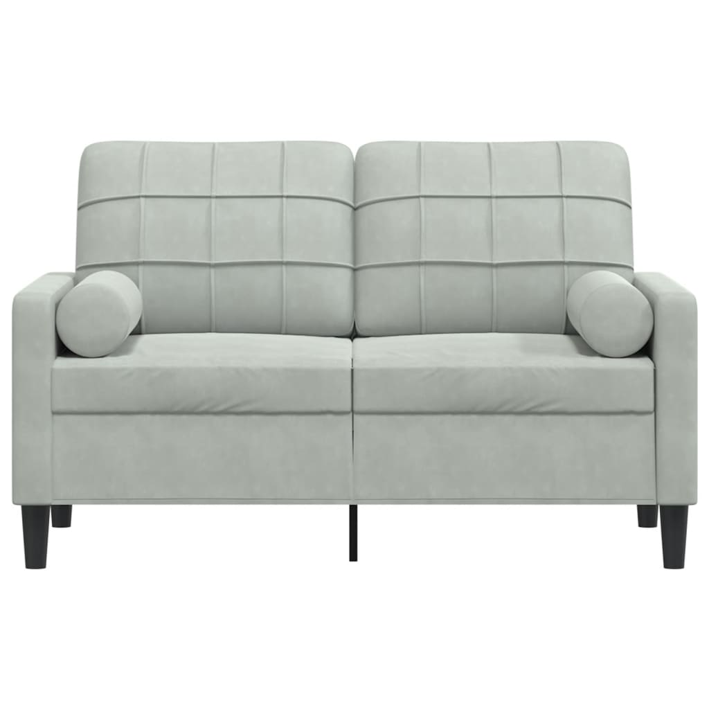 vidaXL 2-Sitzer-Sofa mit Zierkissen Hellgrau 120 cm Samt