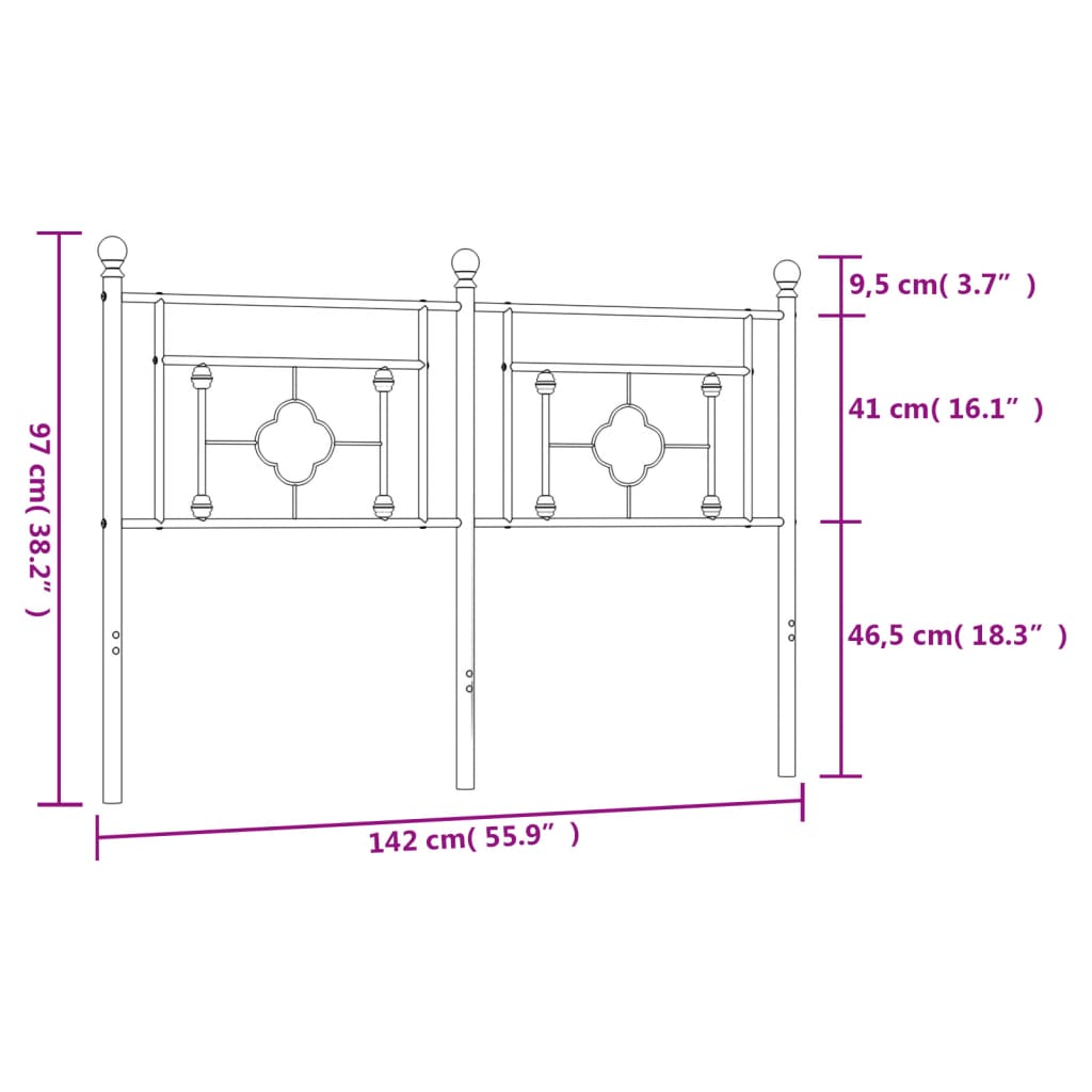 vidaXL Kopfteil Metall Weiß 135 cm