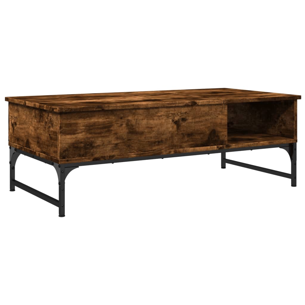 vidaXL Couchtisch Räuchereiche 100x50x35 cm Holzwerkstoff und Metall