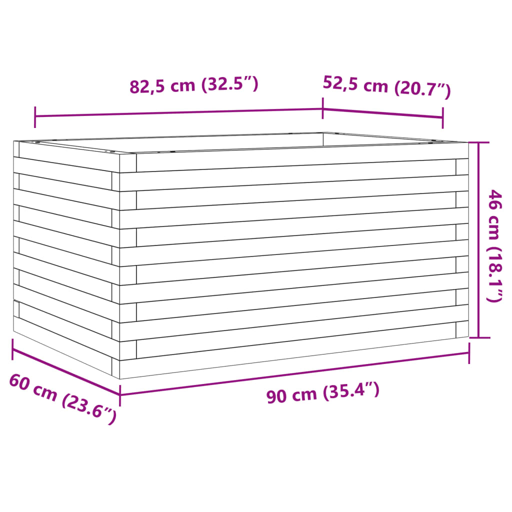 vidaXL Pflanzkübel Wachsbraun 90x60x46 cm Massivholz Kiefer