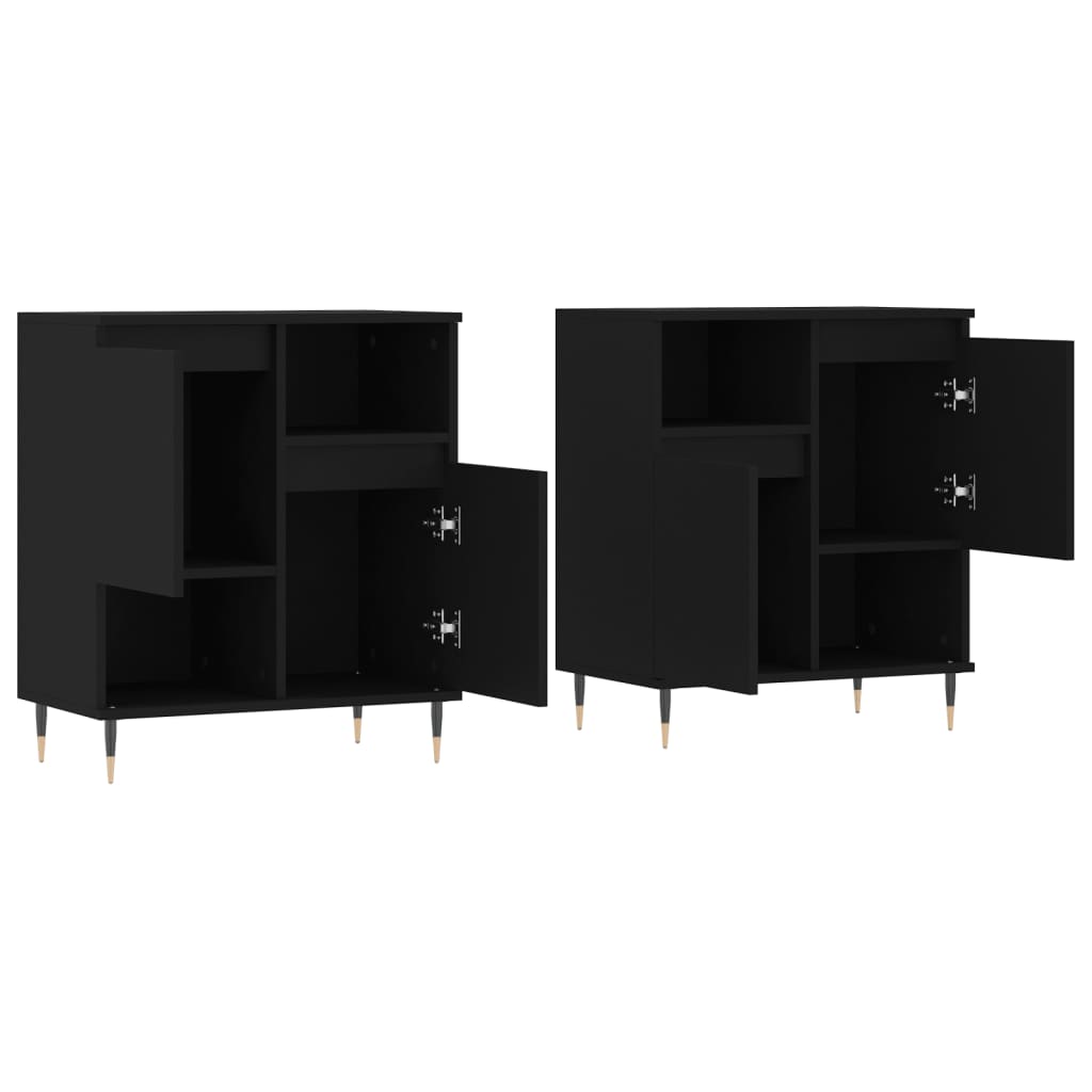 vidaXL Sideboards 2 Stk. Schwarz Holzwerkstoff