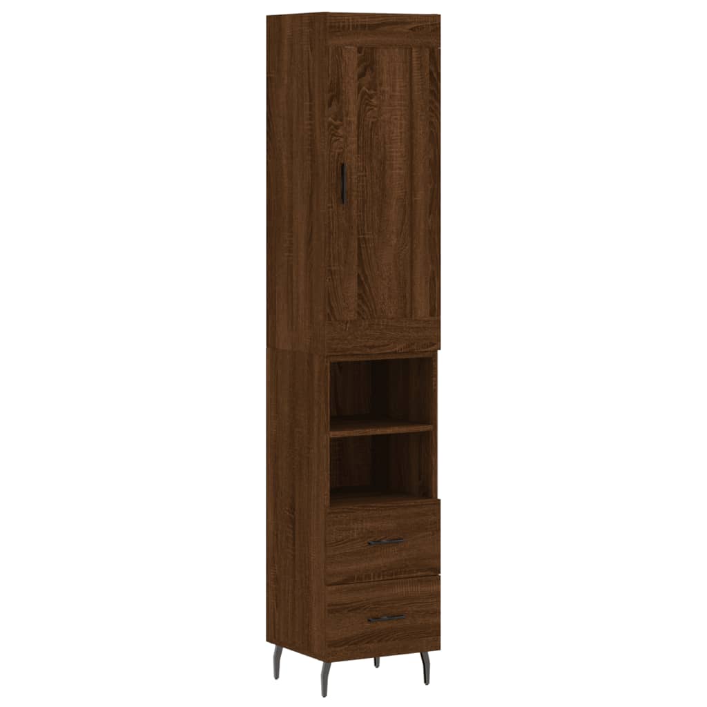 vidaXL Highboard Braun Eichen-Optik 34,5x34x180 cm Holzwerkstoff