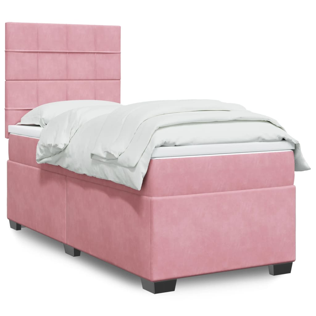 vidaXL Boxspringbett mit Matratze Rosa 80x200 cm Samt