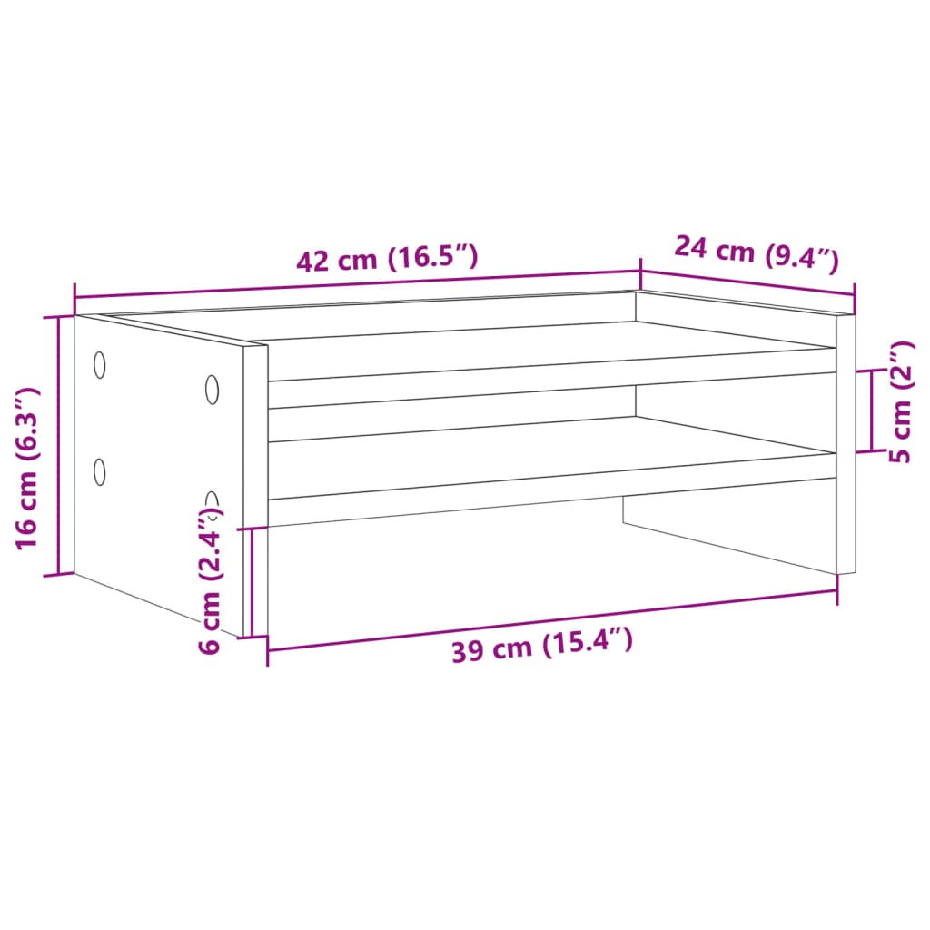 vidaXL Monitorständer Braun Eichen-Optik 42x24x16 cm Holzwerkstoff