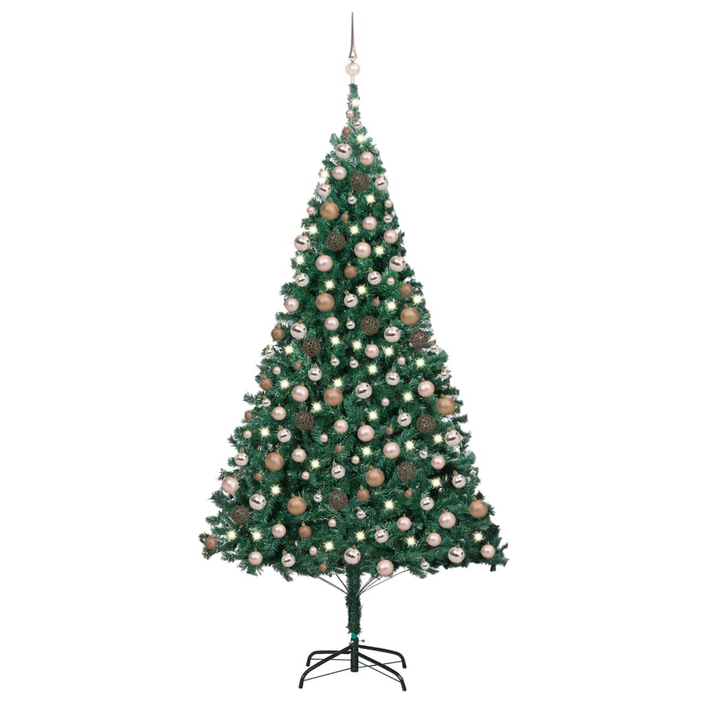 vidaXL Künstlicher Weihnachtsbaum mit Beleuchtung & Kugeln Grün 210 cm