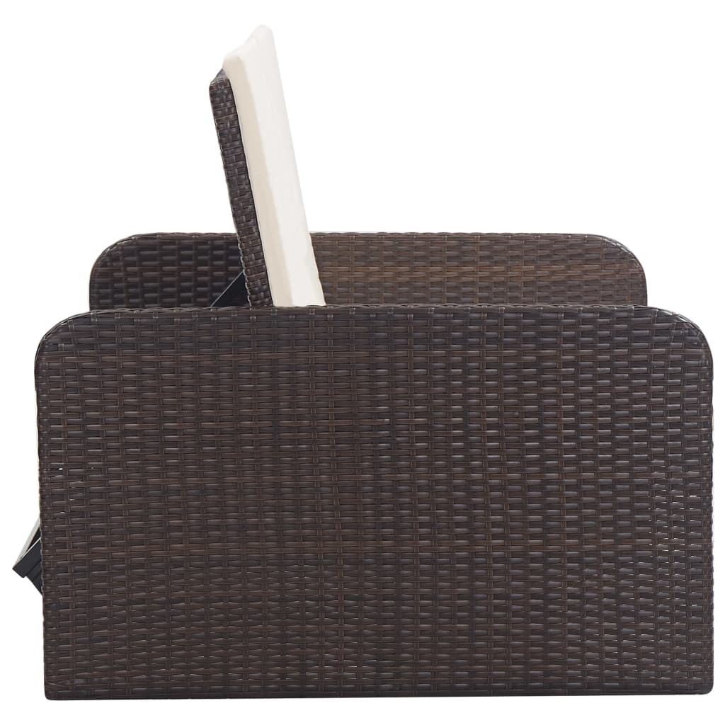 vidaXL 2-tlg. Garten-Lounge-Set mit Auflagen Poly Rattan Braun