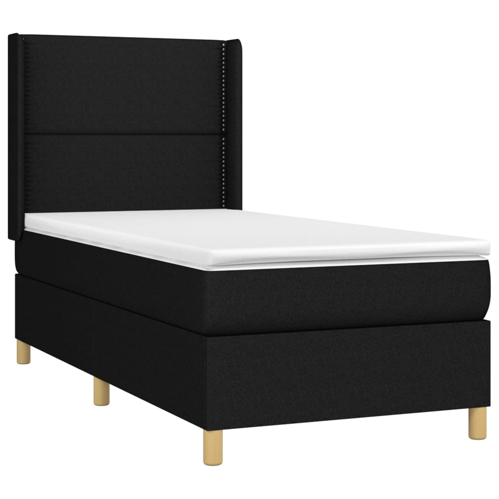 vidaXL Boxspringbett mit Matratze & LED Schwarz 90x190 cm Stoff