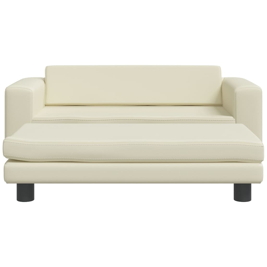 vidaXL Kindersofa mit Hocker Creme 100x50x30 cm Kunstleder