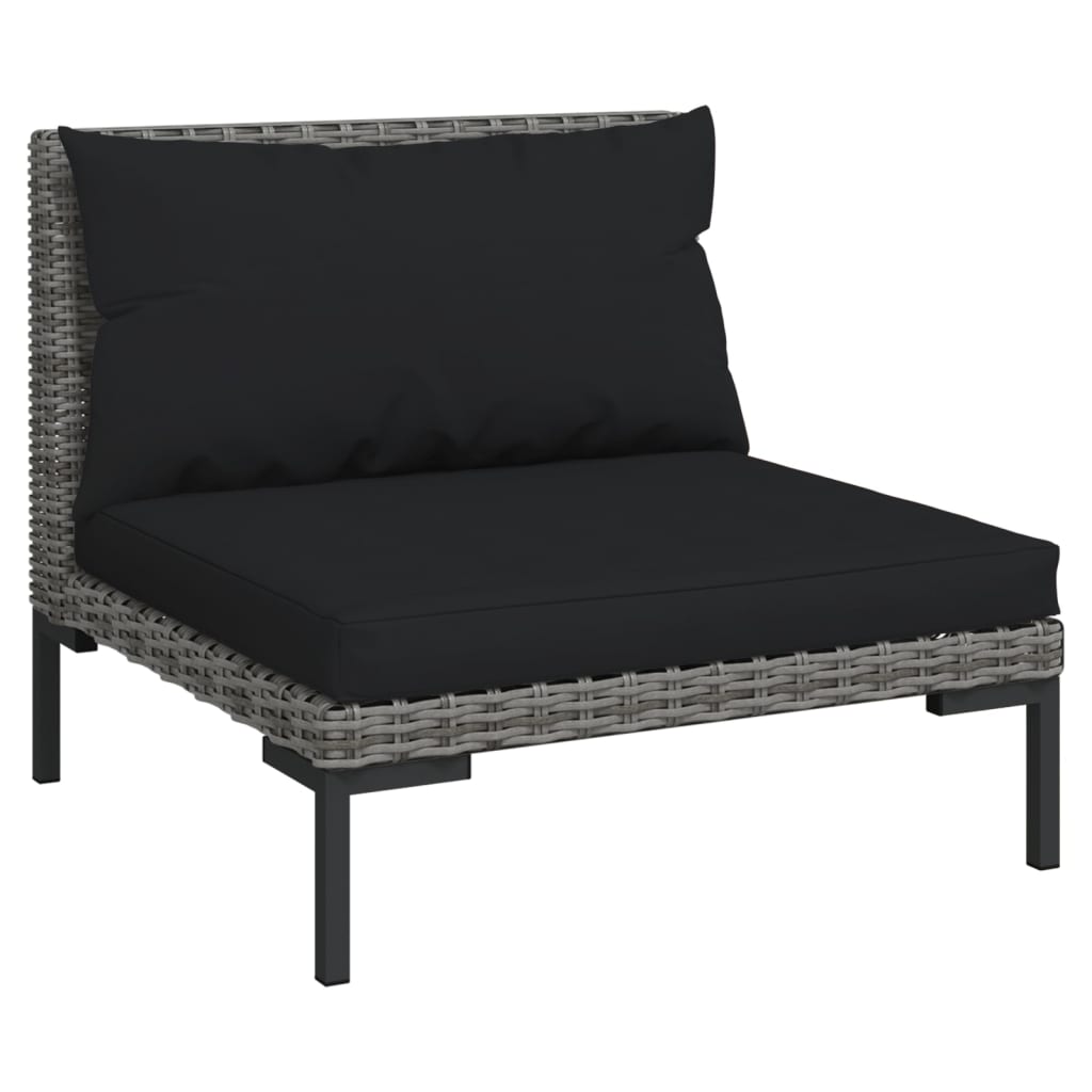 vidaXL 7-tlg. Garten-Lounge-Set mit Kissen Poly Rattan Dunkelgrau