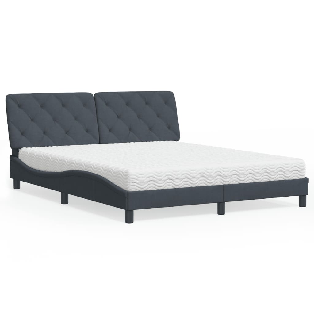 vidaXL Bett mit Matratze Dunkelgrau 160x200 cm Samt