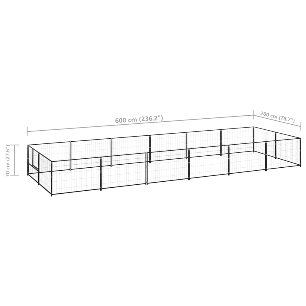 vidaXL Hundezwinger Schwarz 12 m² Stahl