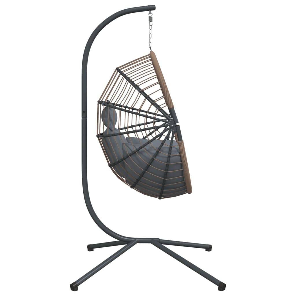 vidaXL Hängesessel Ei-Design mit Ständer Hellgrau Rattan und Stahl