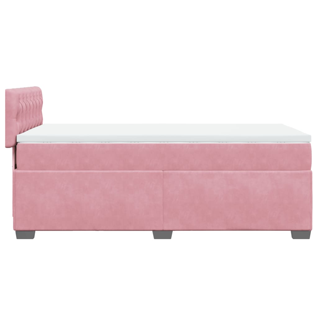 vidaXL Boxspringbett mit Matratze Rosa 90x190 cm Samt