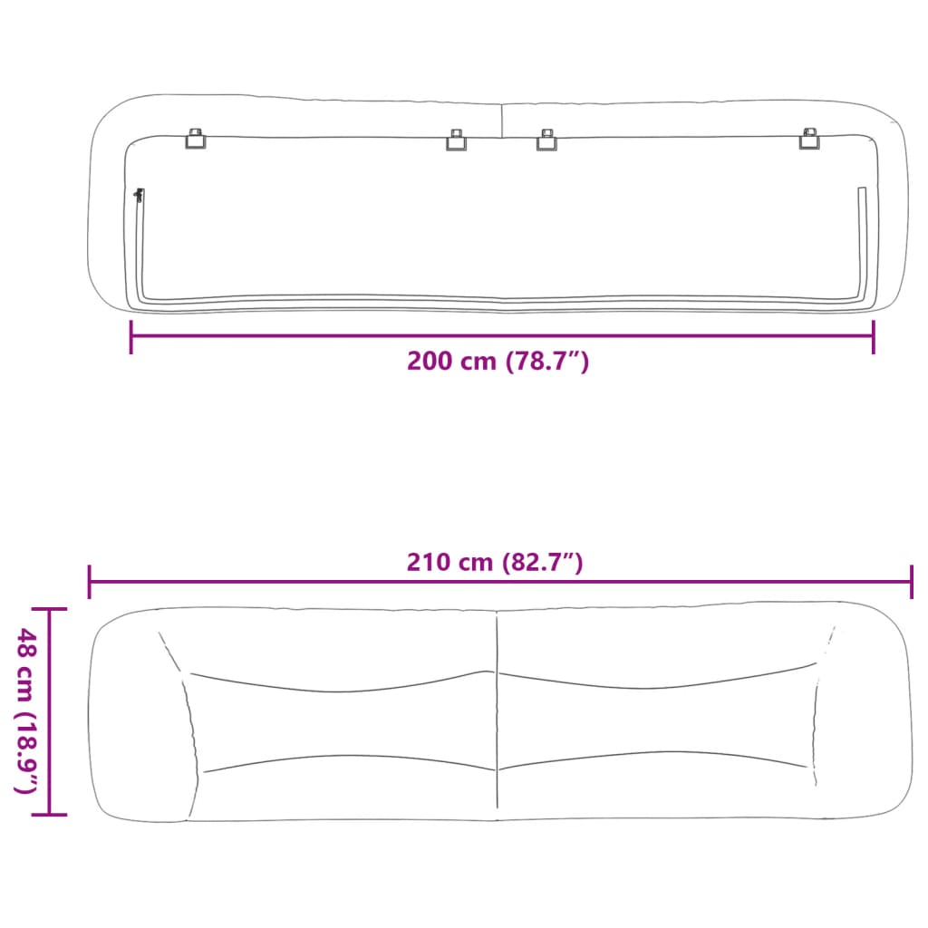 vidaXL Kopfteil-Kissen Braun 200 cm Kunstleder