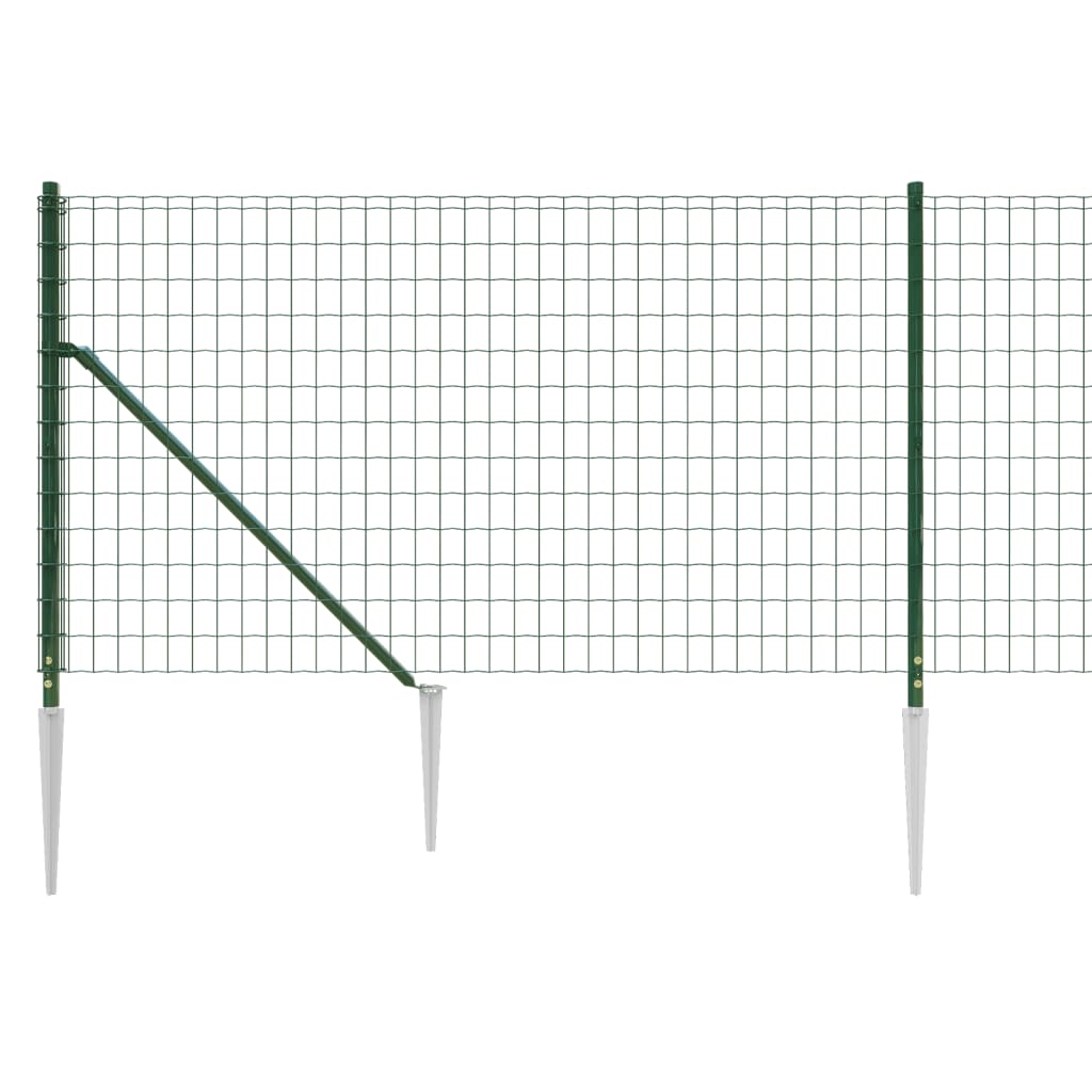 vidaXL Maschendrahtzaun mit Bodenhülsen Grün 1,1x10 m