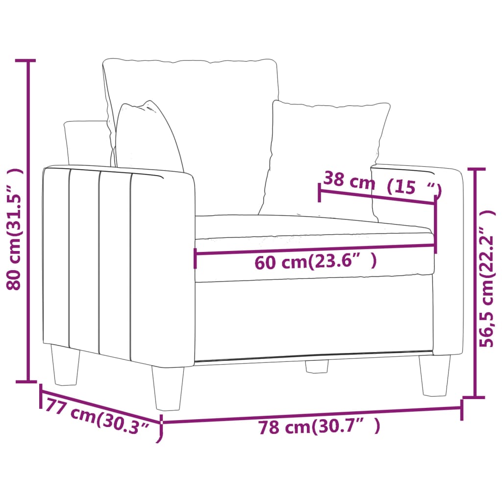 vidaXL Sessel Creme 60 cm Stoff